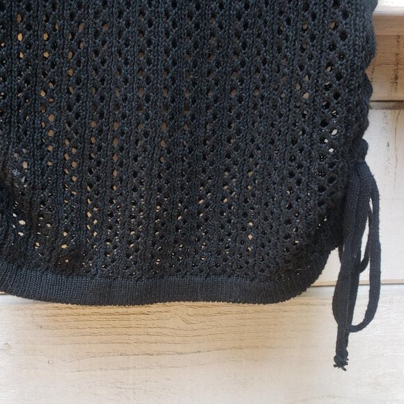 Black knit/mesh-y cover-up with side ties - Picture 7 of 10